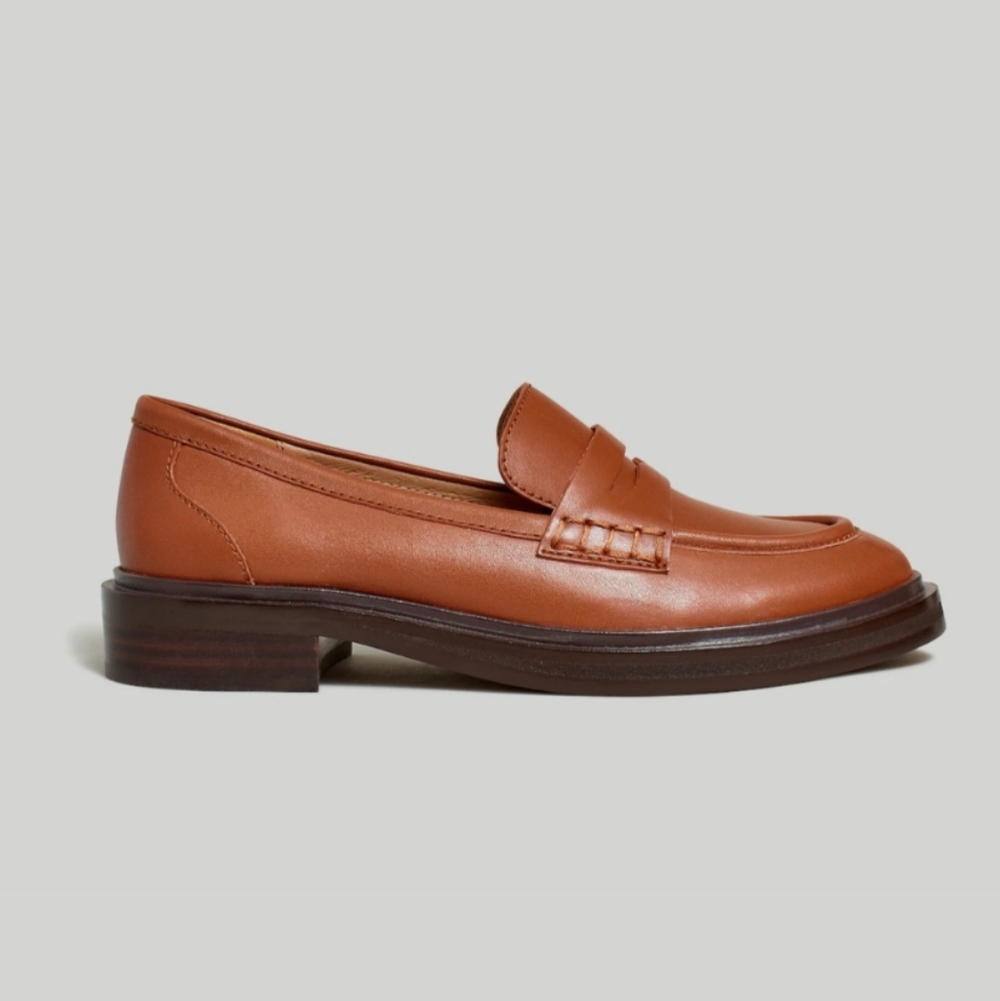 Madewell NEW Cognac Vernon Loafers Women's 7 Tan Luggage Leather - Picture 3 of 4